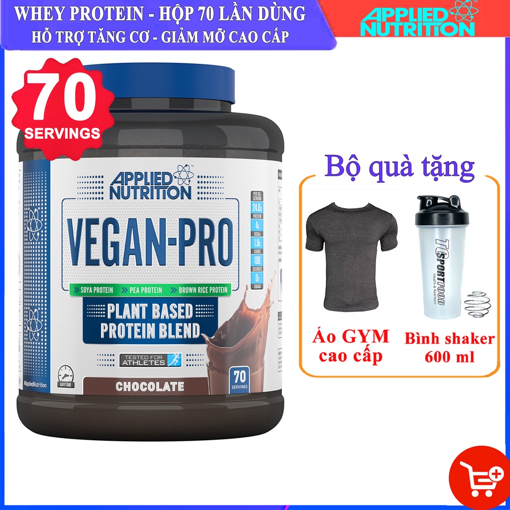 Sữa tăng cơ giảm mỡ VEGAN PRO của APPLIED NUTRITION hộp 70 lần dùng 100% protein từ thực vật - Hàng chính hãng