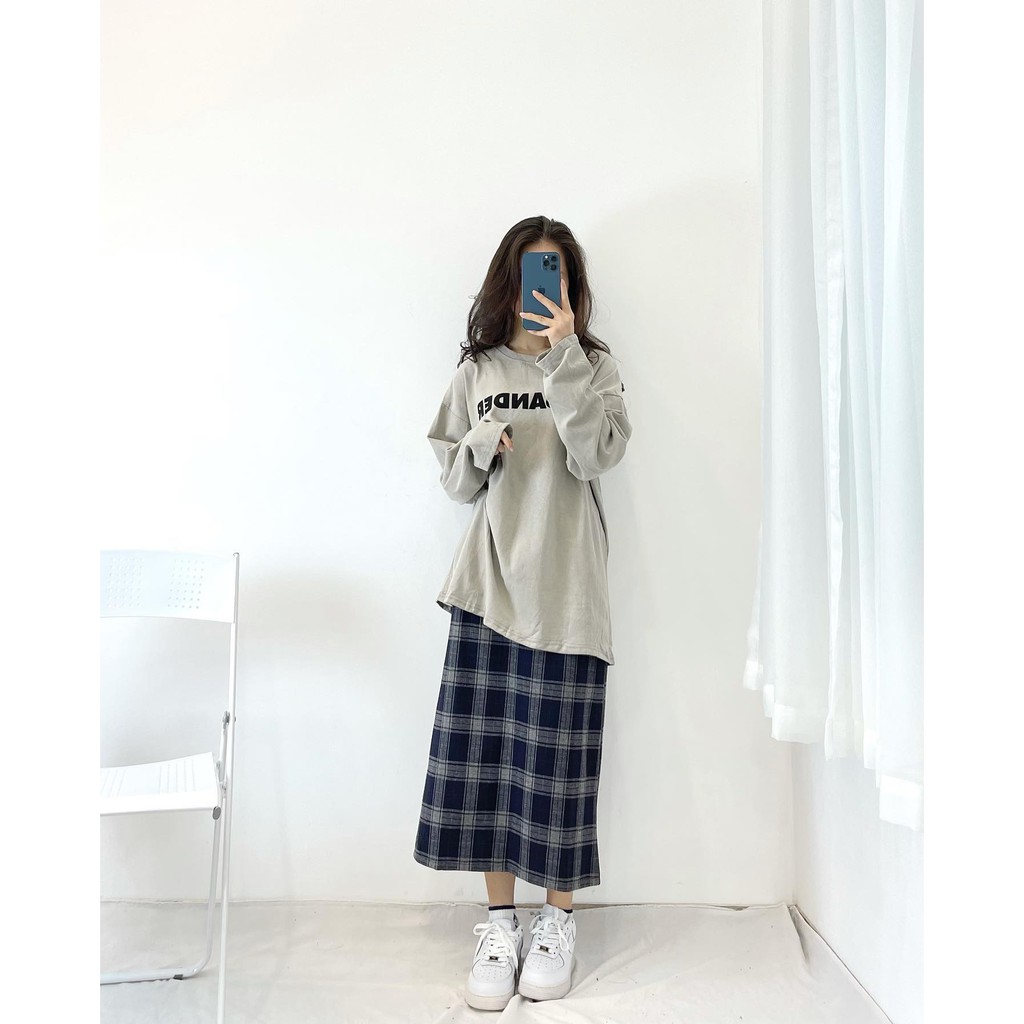 (FREESHIP) Chân váy len kẻ caro vuông Miho house