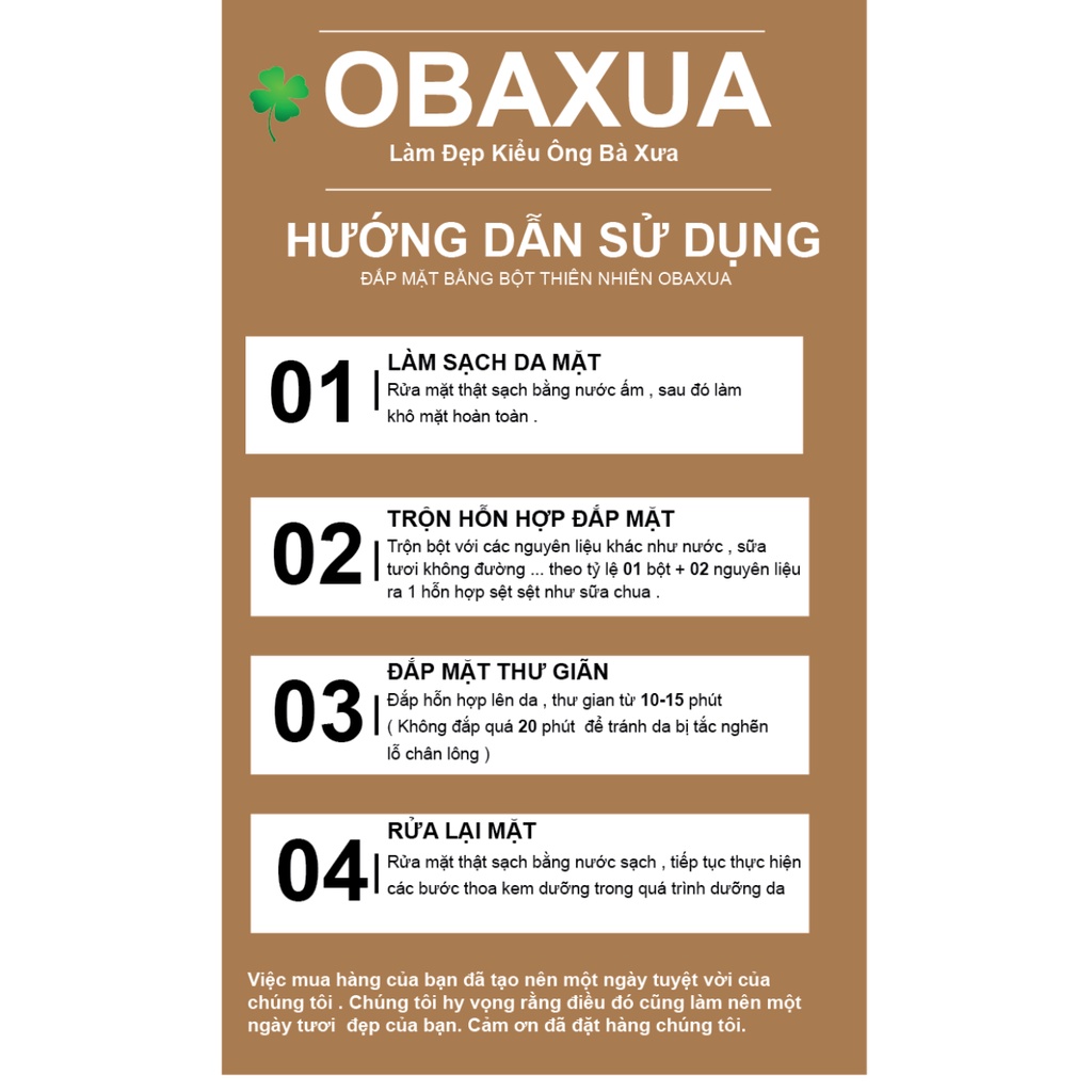 Bột tắm thảo dược người dao OBAXUA - Mặt nạ đắp mặt và dưỡng trắng toàn thân, giúp da trắng mịn màng, chống lão hóa