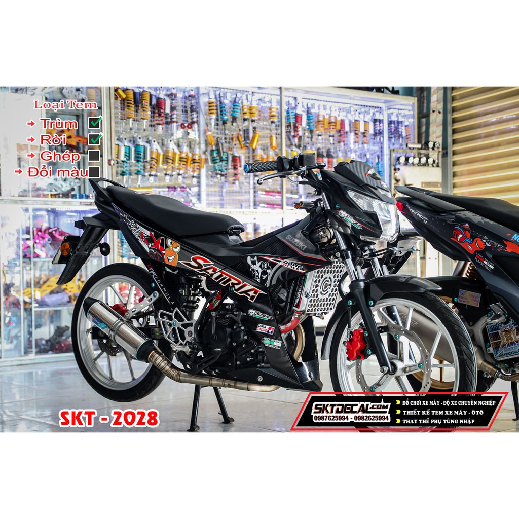 Tem rời satria ốc sên cam đen