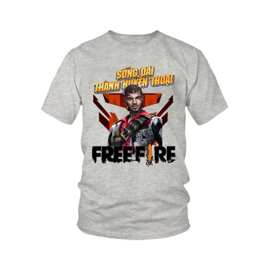 Áo thun game Free Fire full nhân vật dành cho cả nam và nữ - Xám