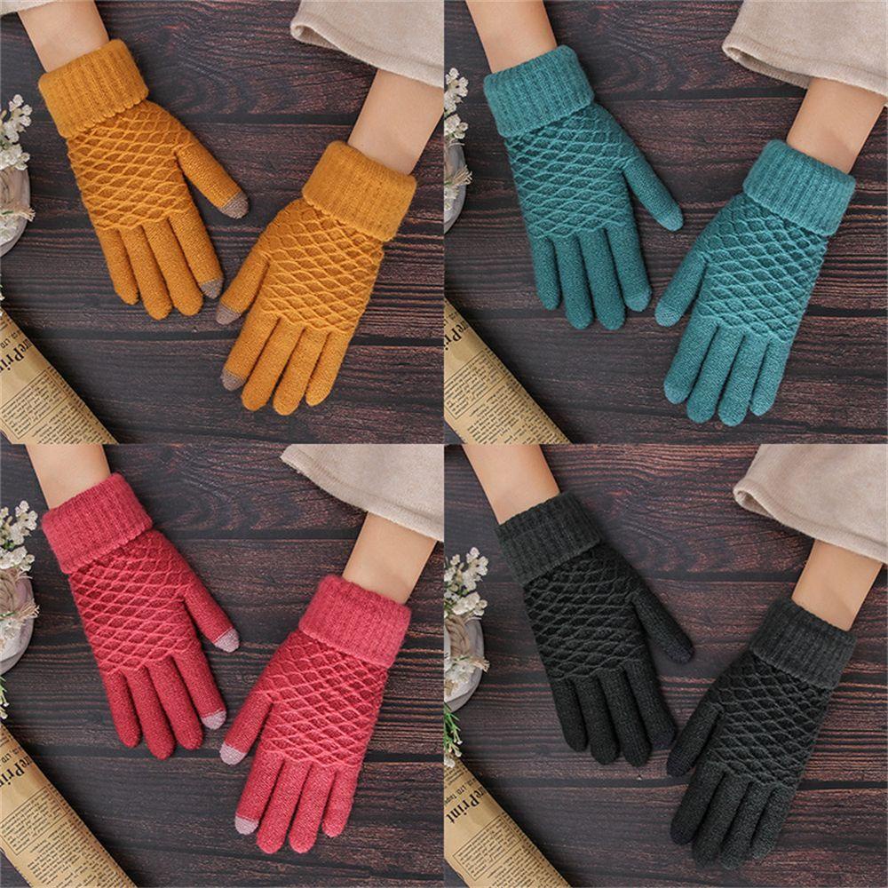 1 Găng Tay Dệt Kim Co Giãn Mềm Mại Thời Trang Mùa Đông