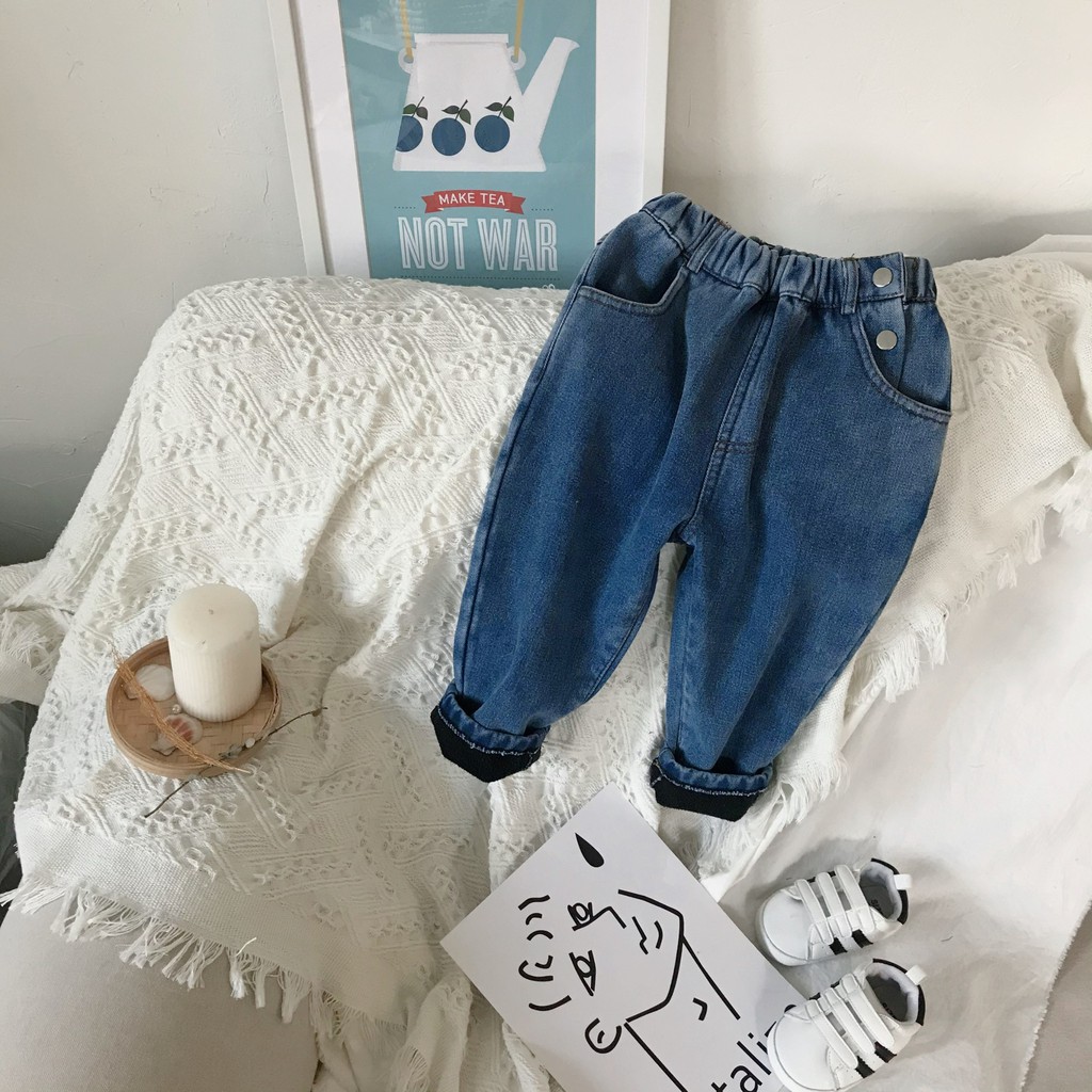 Quần Jeans Dài Giữ Ấm Thời Trang Thu Đông 2021 Cho Bé Trai