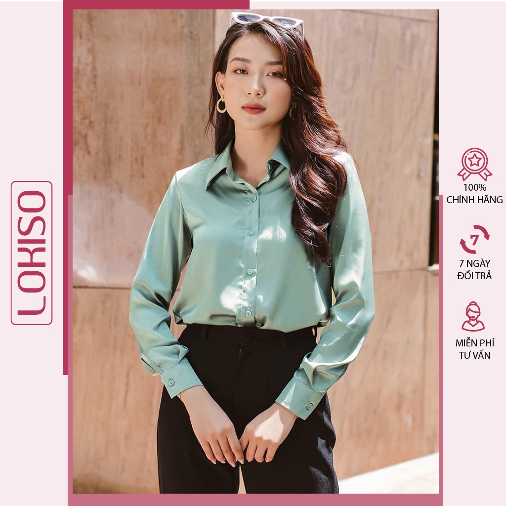 Áo sơ mi nữ công sở tay dài lụa form suông bigsize LOKISO SM02