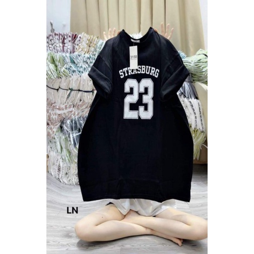 Áo Phông Tay Lỡ 3158 Cotton Khô Nam Nữ Unisex In Số 23