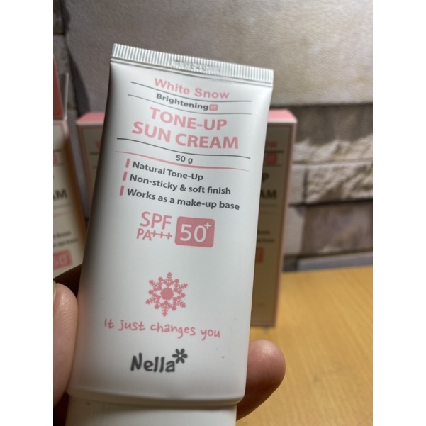 One Day Whitener Kem dưỡng trắng da kèm chống nắng Nella White snow brightenning Tone-up Suncream bản nâng cấp