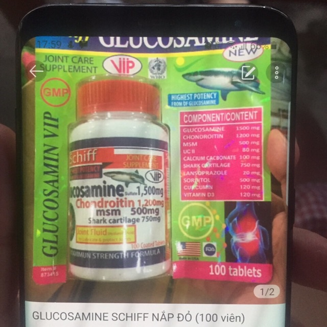 Glucosamin nắp đỏ Lọ 100 viên