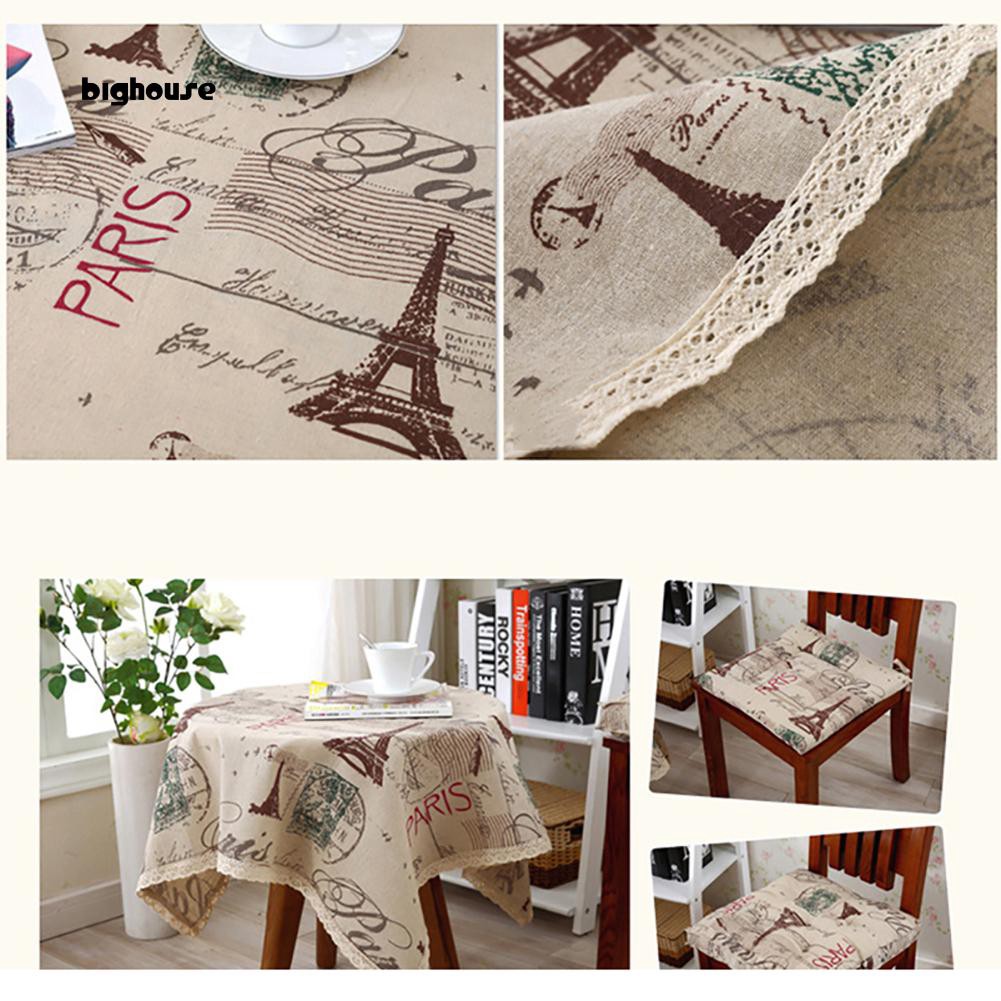 Khăn Trải Bàn Vải Lanh Cotton Họa Tiết Tháp Eiffel Paris