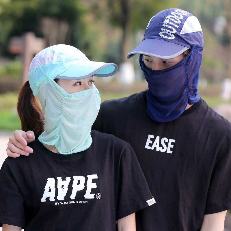 Mũ Nam Nữ Chống Nắng Fullface Gắn Khăn Che Mặt P2161