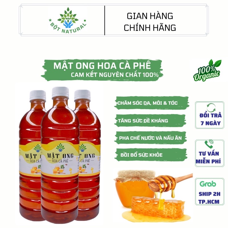 Mật ong nguyên chất 100% 1 Lit - tăng hệ miễn dịch, bồi bổ sức khoẻ, dưỡng da, dưỡng môi | Bột Natural