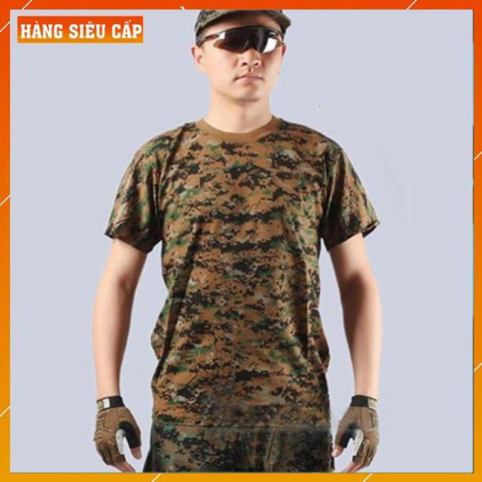 Áo Thun Nam Rằn Ri Lính Mỹ - Áo Phông Nam cotton Quân Đội