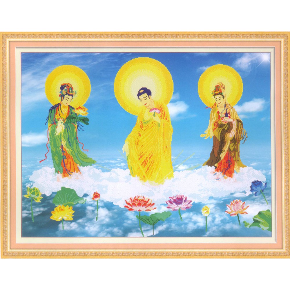 Tranh Thêu Chữ Thập 3D Tam Thế Phật A908  KT:94x72cm