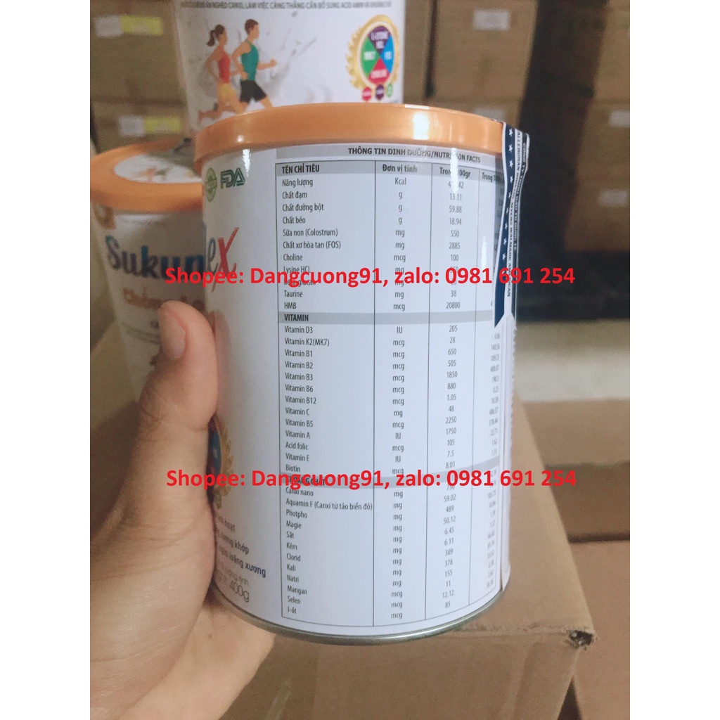 Sữa bột chống loãng xương Sukumin Flex- Bổ sung Gulucosamin, Sụn Cá Mập,Canxi Nano, Nano Collagen  ( HỘP 400G )