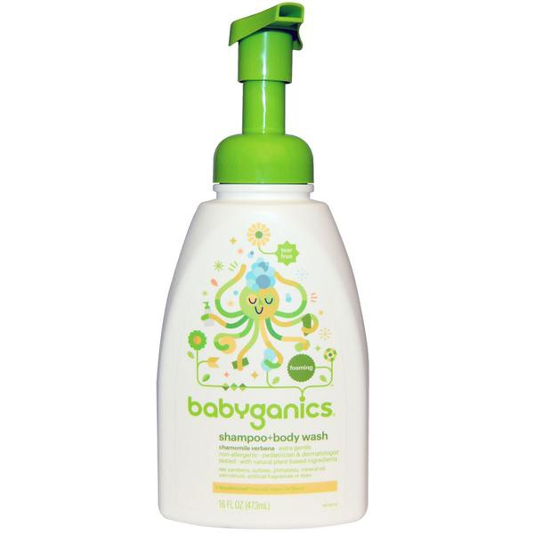 Tắm gội sơ sinh tạo bọt Babyganics 473ml