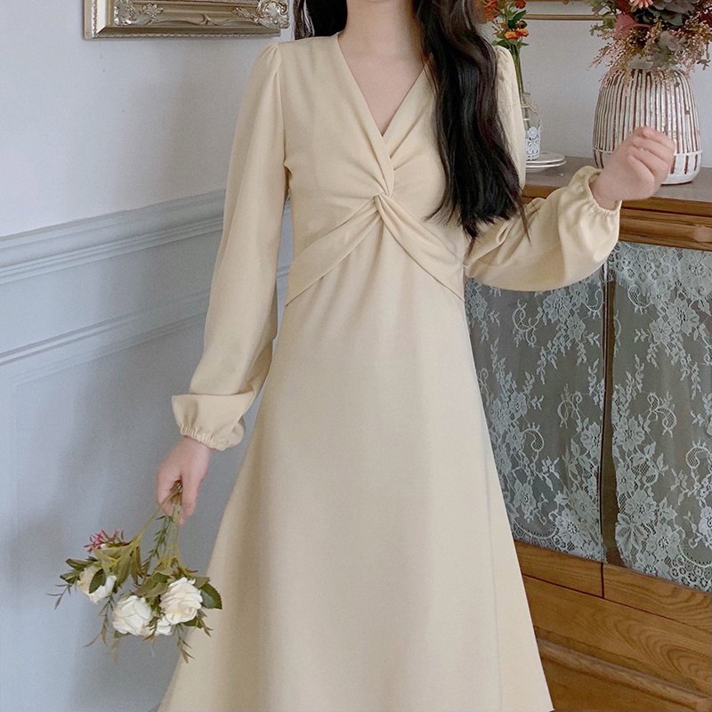 Đầm nữ Perty tay dài thời trang mùa thu phong cách Hàn Quốc