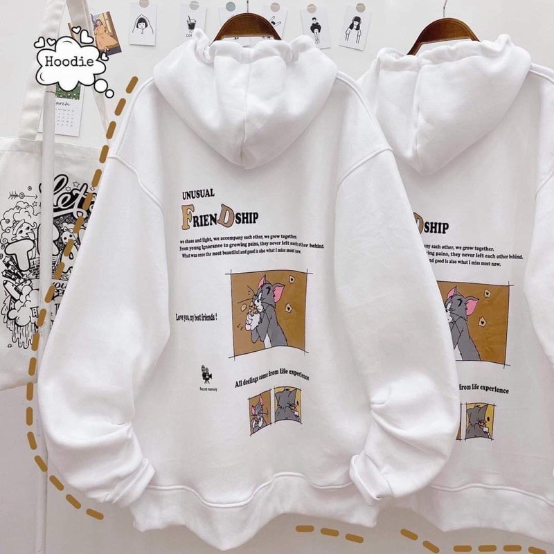 áo hoodie nỉ bông in mèo 2 mặt, áo hodie dáng rộng T