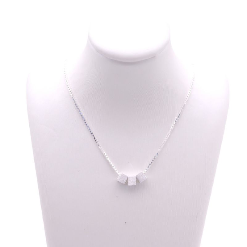 Dây chuyền bạc nữ S925 - Vòng cổ nữ bạc Ý Threela hình khối basic, sang trọng ZaZa accessories ZDC0084