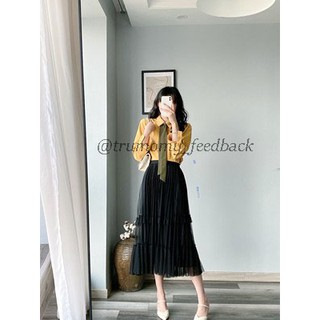 (Mặc 2 mặt) Chân váy xếp ly dài midi mặc 2 mặt Quảng Châu - Trumomy Women’s Skirts