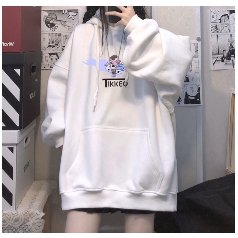 Áo Hoodie Nỉ Bông Tay Dài Unisex Hình TIKKEO