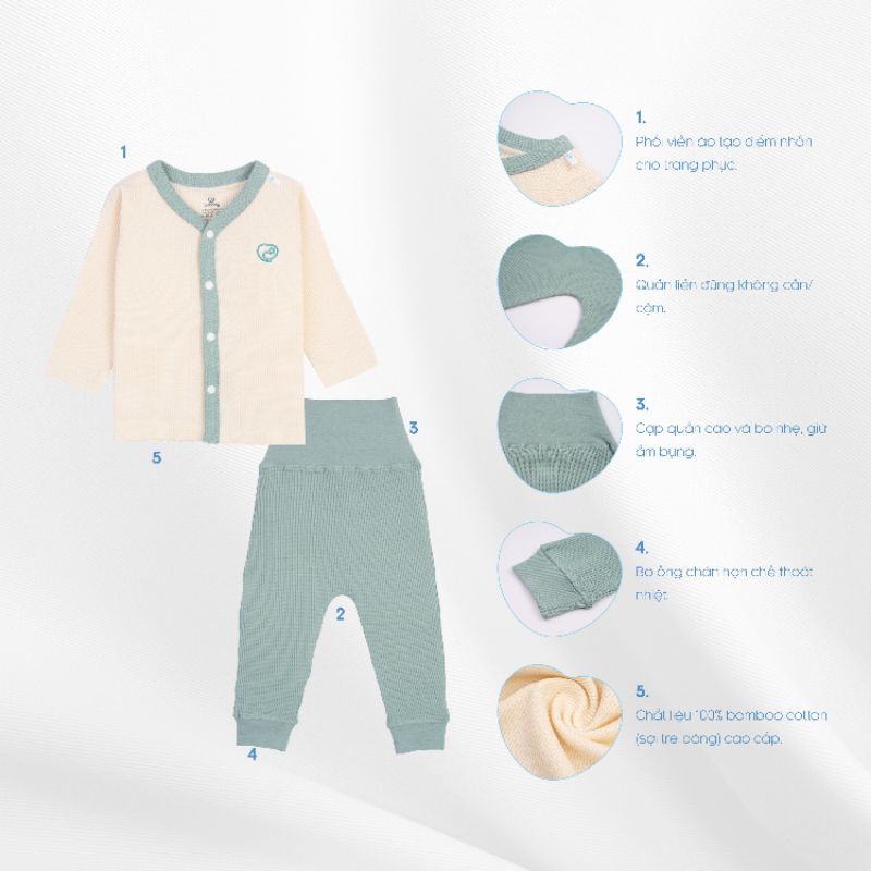 Bộ Sơ Sinh Len Mỏng BU Waffle B42 • 0-3M 3-6M 6-9M 9-12M • Choding Home