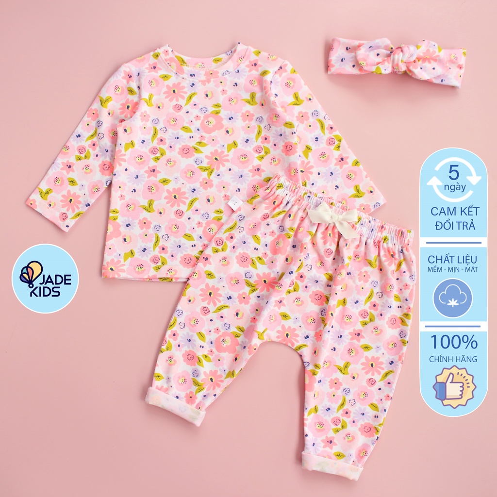 Đồ bộ cho bé gái JADEKIDS | Đồ bộ bé gái Combo 2 bộ cotton bozip mềm mát co dãn cho bé ngày hè từ 5kg tới 17kg