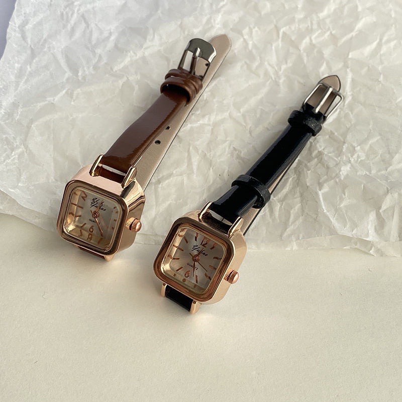 Đồng hồ nữ dây da mảnh mặt kính 3D kiểu dáng thời trang size 20mm nhỏ xinh DH3D LOUSMORE