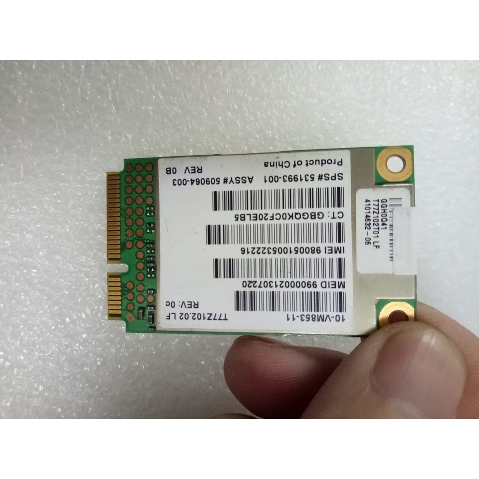 Card wwan 3G HP UN2420 dùng cho laptop HP core i thế hệ 1 như: 2540p,8440p,8540p,8740w