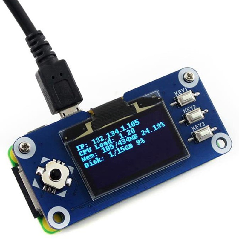 Waveshare 1.3Inch OLED Display HAT for Raspberry Pi, 128x64 Pixels, SPI/I2C Interface for Raspberry Pi 2 B / 3 B / ZERO / ZERO W