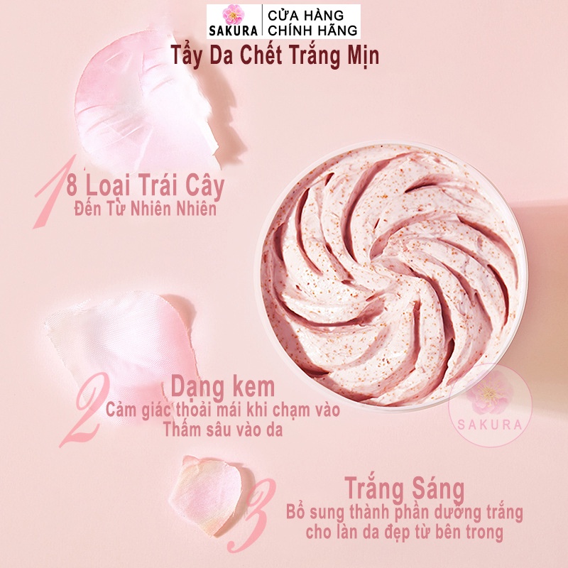 Tẩy da chết Body HEYXI hương đào tẩy tế bào chết Peach Clear toàn thân cho da dầu mụn nhạy cảm SAKURA H3