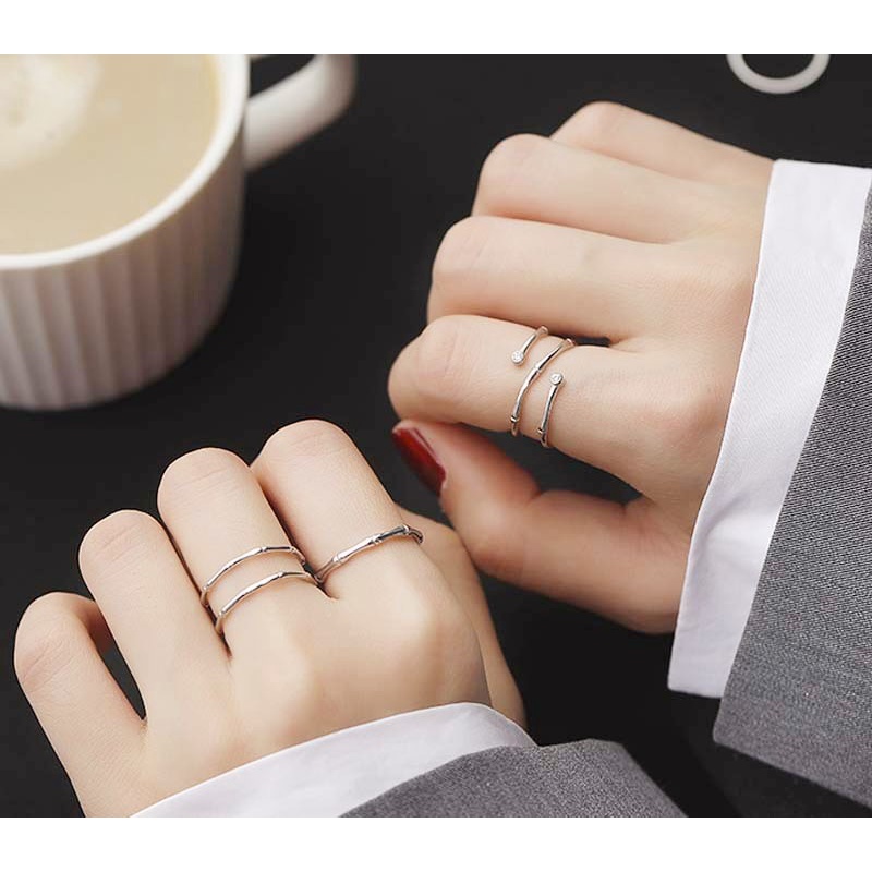 Nhẫn Hở Tùy Chỉnh Bằng Tre Phong Cách Hàn Quốc Dành Cho Nữ