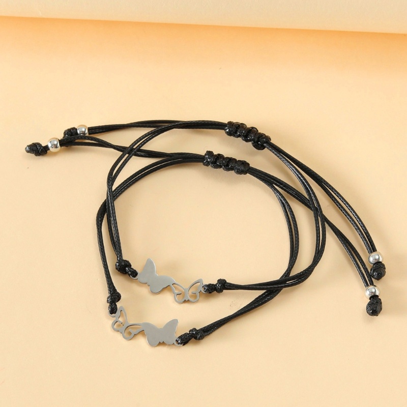 Vòng Tay Dây Thừng Mặt Hình Bướm Rỗng Phù Hợp Cho Mẹ Và Con Gái