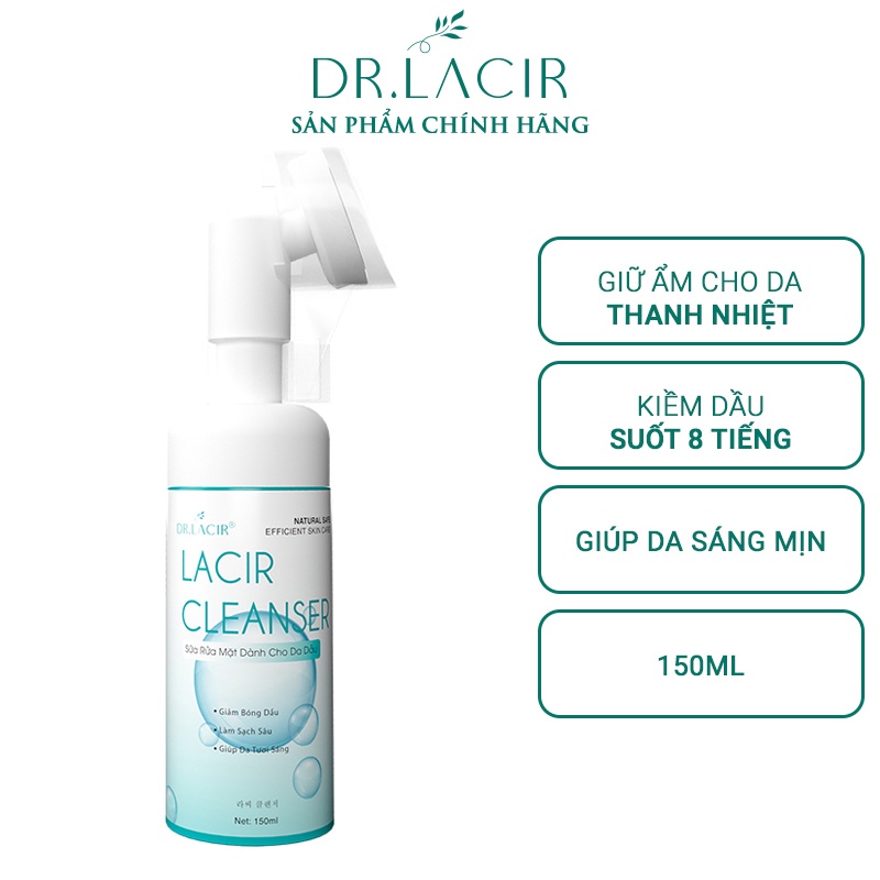 Combo sữa rửa mặt bạc hà kiềm dầu Lacir Cleanser Dr.Lacir 150ml và Toner tinh thể bạc hà Mint crystal Dr.Lacir 10ml