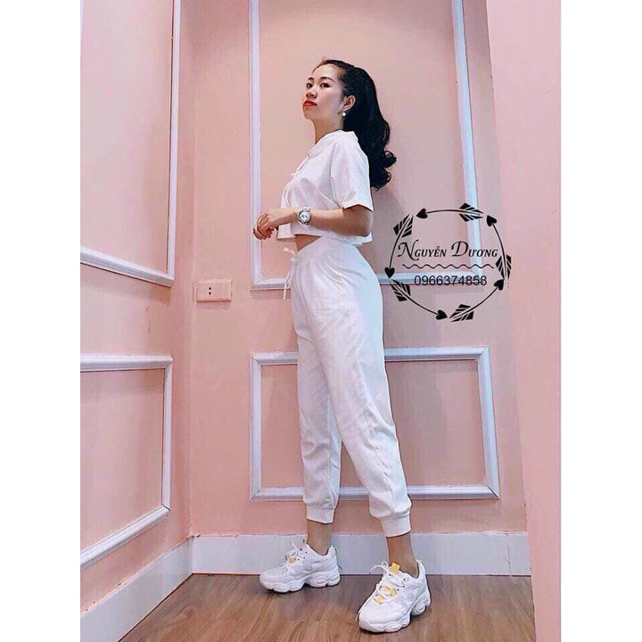 SET ĐỒ NỮ NĂNG ĐỘNG ÁO CROPTOP PHỐI QUẦN DÀI THỂ THAO, HÀNG BAO ĐẸP, BAO CHẤT LƯỢNG