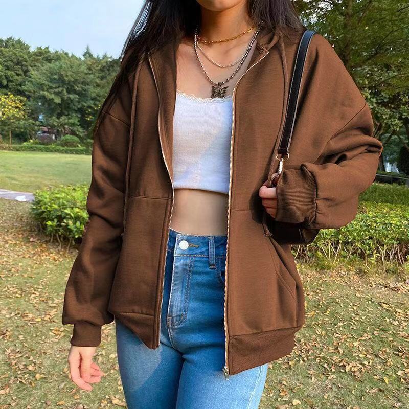 Autumn and winter fashion autumn and winter women's long-sleeved wide-sleeved hoodie with thick fur fabric