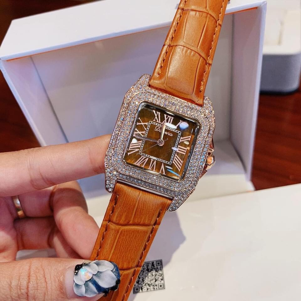 Đồng Hồ Davena Nữ Dây Da Nâu Rose Gold D31269 34mm Authentic