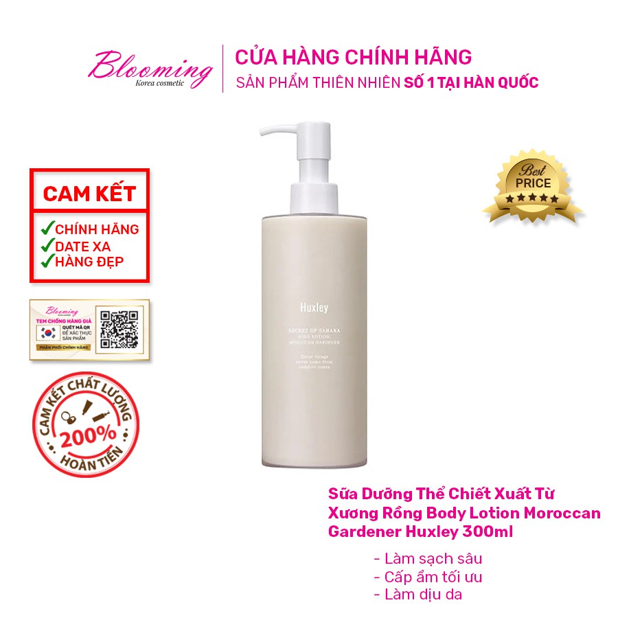 Sữa dưỡng thể làm trắng da, dưỡng ẩm, ngừa ngừa lão hóa Huxley Body Lotion Moroccan Gardener 300ml