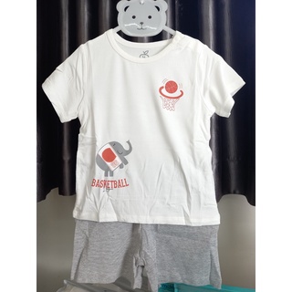 La pomme SS237 Bộ cộc tay  chú voi con cho bé trai bé gái chất liệu Bamboo