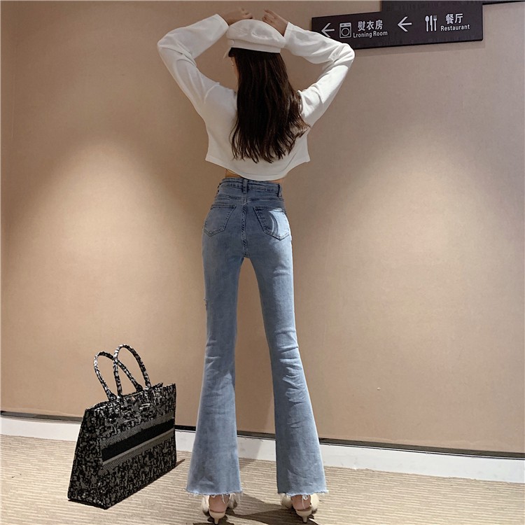 Quần Jeans nữ ống loe cạp cao Ulzzang