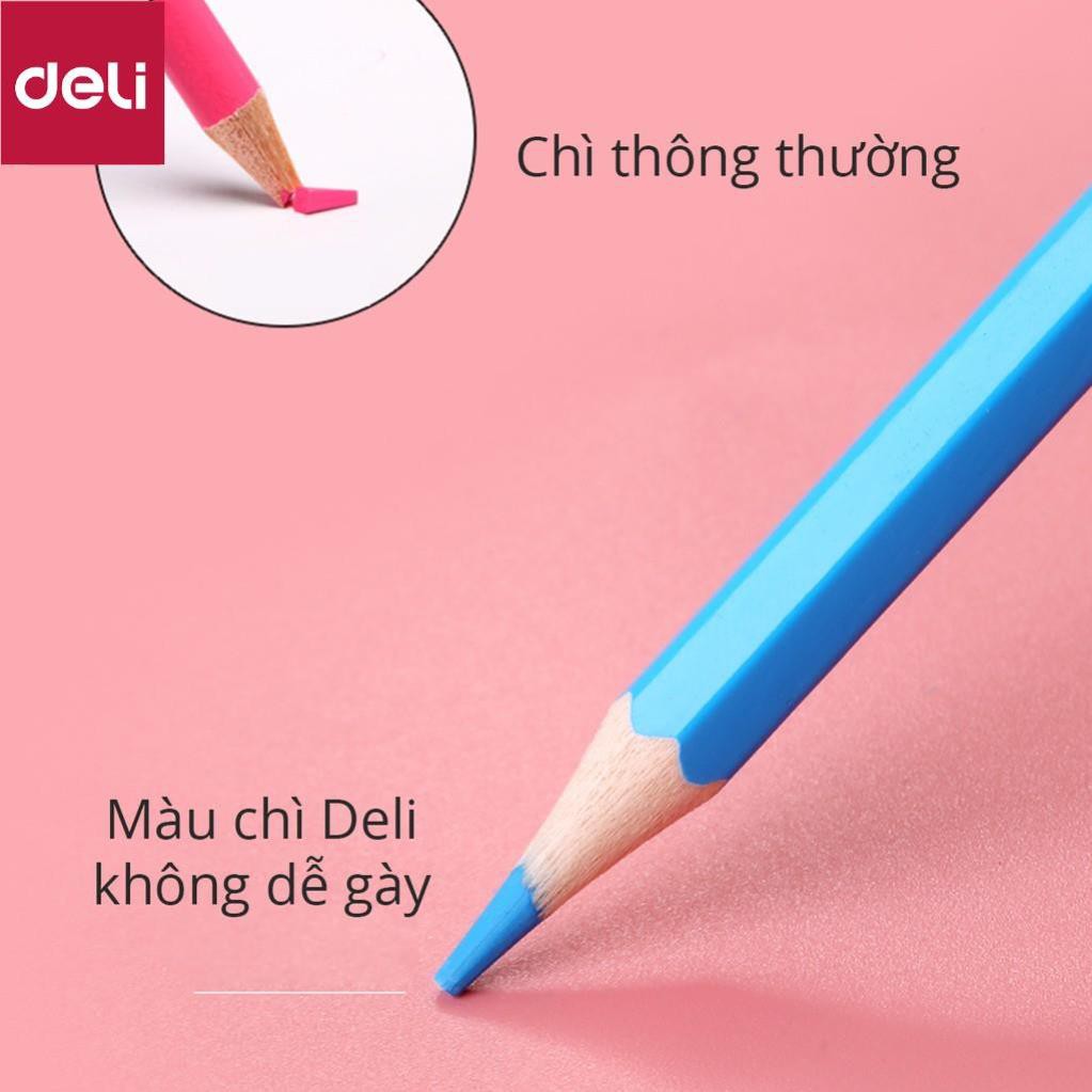 Bút chì màu dạng cốc Deli - chất liệu gỗ khô tự nhiên an toàn - 12/24/36/48 màu - 7070 [Deli]