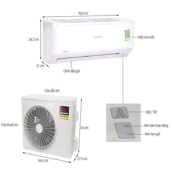 MIỄN PHÍ CÔNG LẮP ĐẶT- Máy lạnh Mitsubishi Heavy SRK10YXP-W5 (1.0Hp) Inverter Gas R32