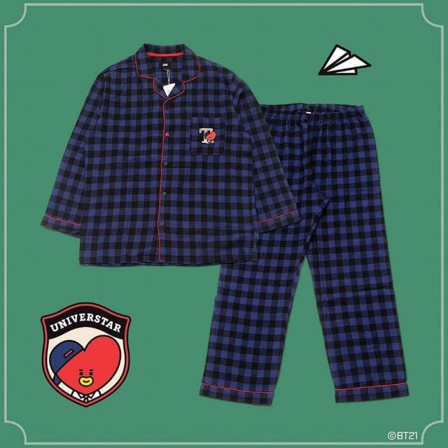 Bộ pyjama kẻ Hunt x BT21, Flannel Pajamas Hunt x BT21