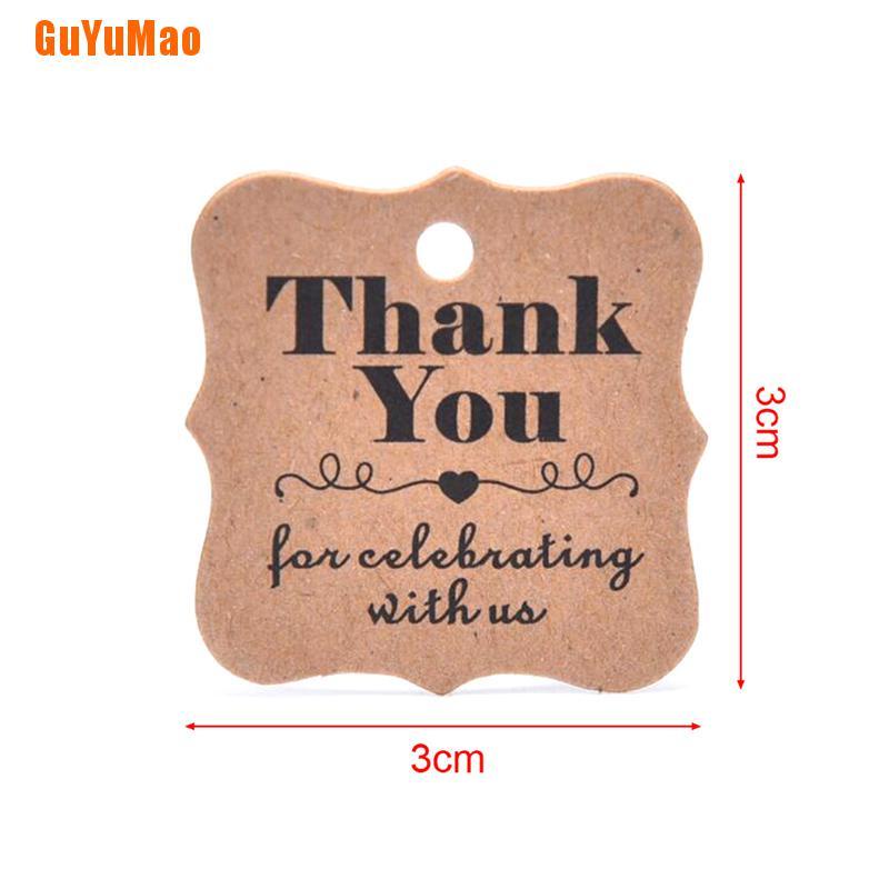 Set 100 Thẻ Giấy Kraft In Chữ Thank You Kèm Cuộn Dây Đay Làm Đồ Thủ Công DIY