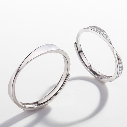 Nhẫn Đôi Nam nữ Cặp đôi Nhẫn Cặp Cổ điển Mobius Đơn giản Mạ bạc 925 Quà tặng Không phai màu NH-210