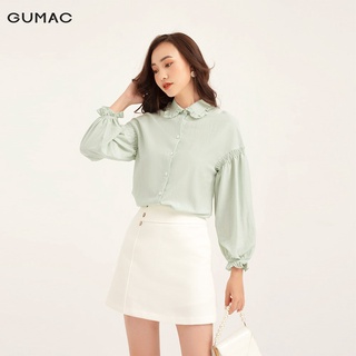 Áo sơ mi nữ nhún tay cổ bèo GUMAC thiết kế basicAB128