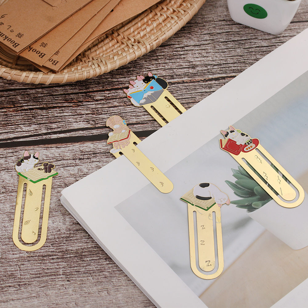 Thẻ đánh dấu trang sách bằng kim loại phong cách Mèo dễ thương