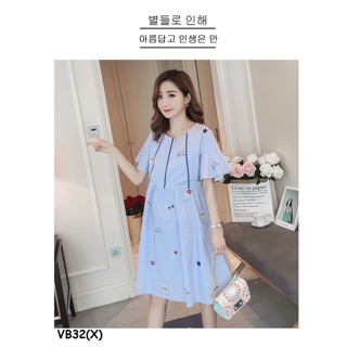 Váy Bầu Thô Xanh pnba