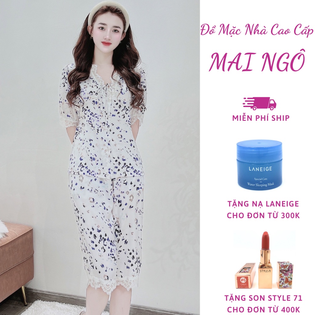 Đồ Bộ Lụa Tơ/Satin Quần Lửng Mặc Ở Nhà Nữ - Bộ Quần Áo Ngủ Nữ Mặc Nhà Mùa Hè, Nhiều Màu Dễ Thương, MAI NGÔ