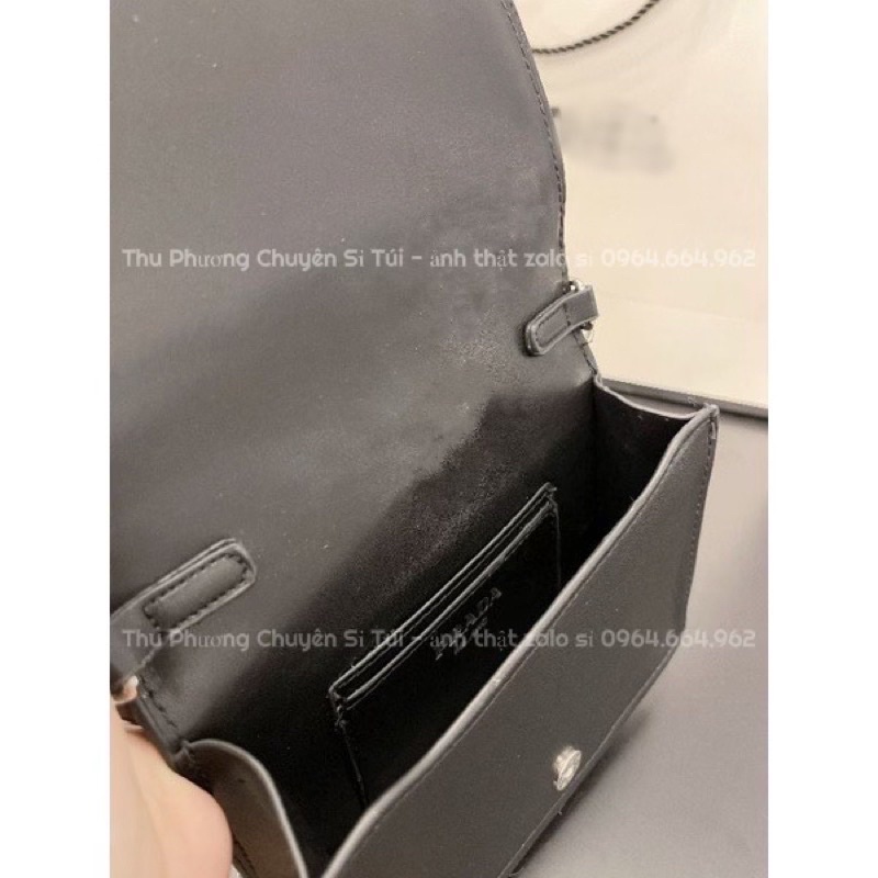 Túi đeo chéo nữ, Túi Pra.đà đính đá lấp lánh hàng loại 1 size 18 vừa điện thoại (fullbox - ảnh thật shop chụp)
