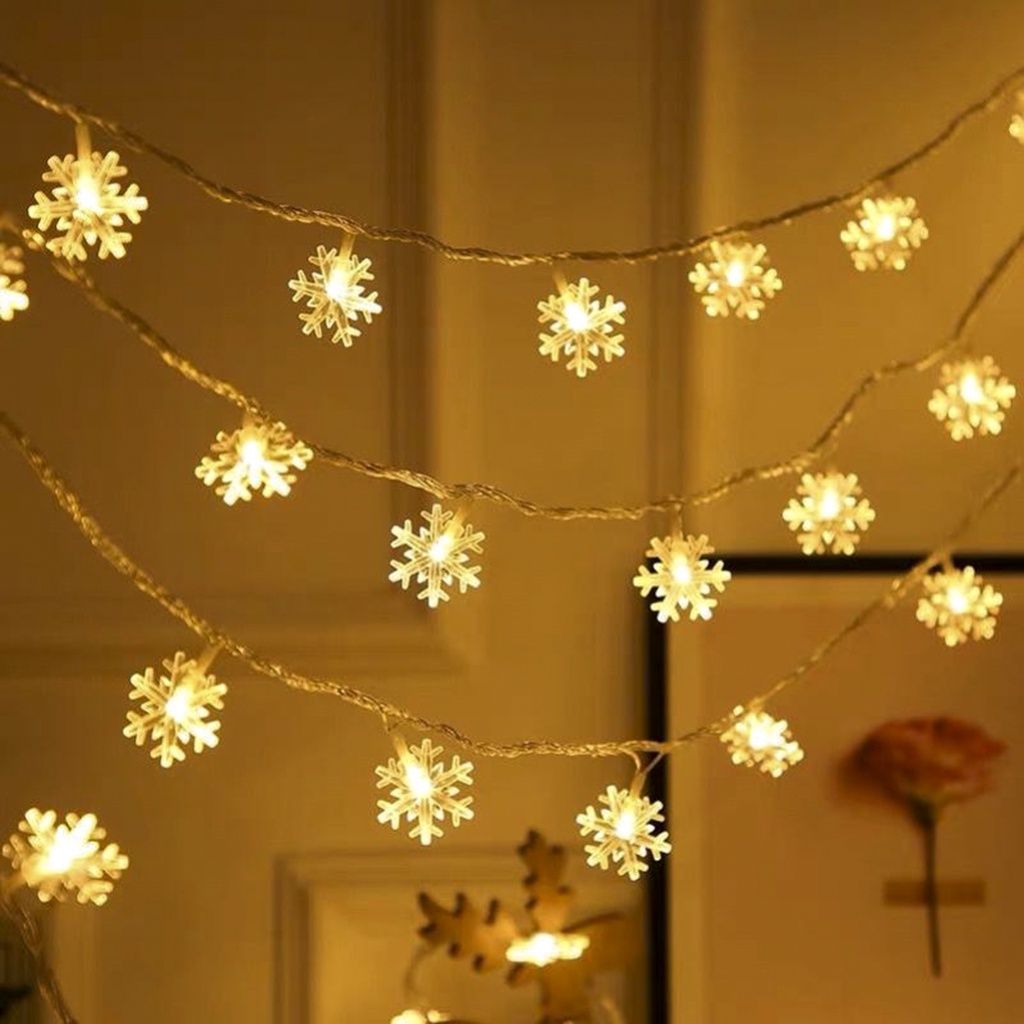 Dây đèn LED hình ngôi sao, bông tuyết cổng USB  4m 20 bóng trang trí nhà cửa, giáng sinh , lễ noel