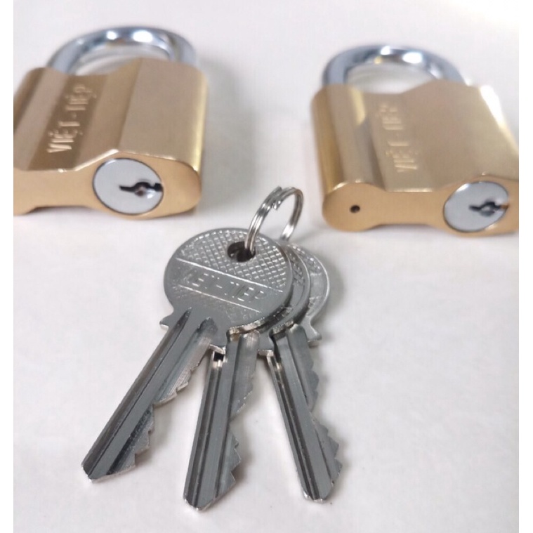 Combo 2 ổ khóa việt tiệp dùng chung 1 chìa ( loại 6 phân , khóa giữ chìa , gồm 3 chìa sơ cua )